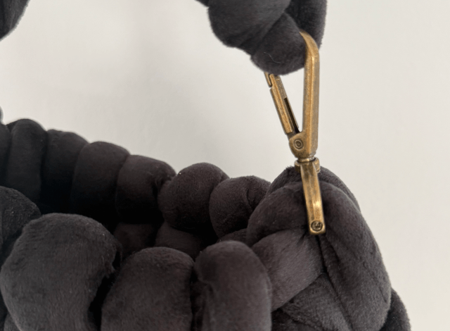 Autumn must have - Small Hand Knitted bag - black velvet