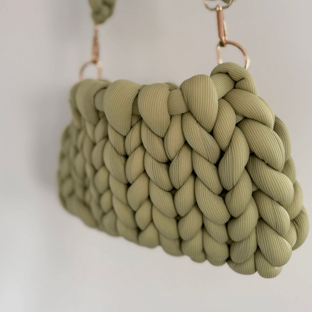 Autumn must have - Small Hand Knitted bag - Pistachio