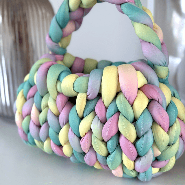 Autumn must have - Small Hand Knitted bag - pastel mix 
