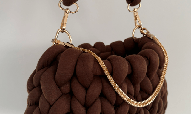 Autumn must have - Small Hand Knitted bag - Coffee