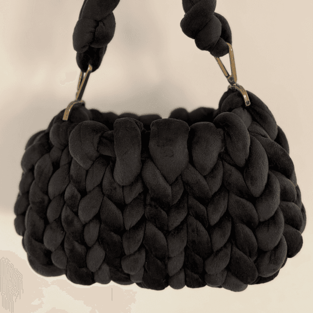 Autumn must have  - PRE ORDER - Small Hand Knitted bag - black velvet