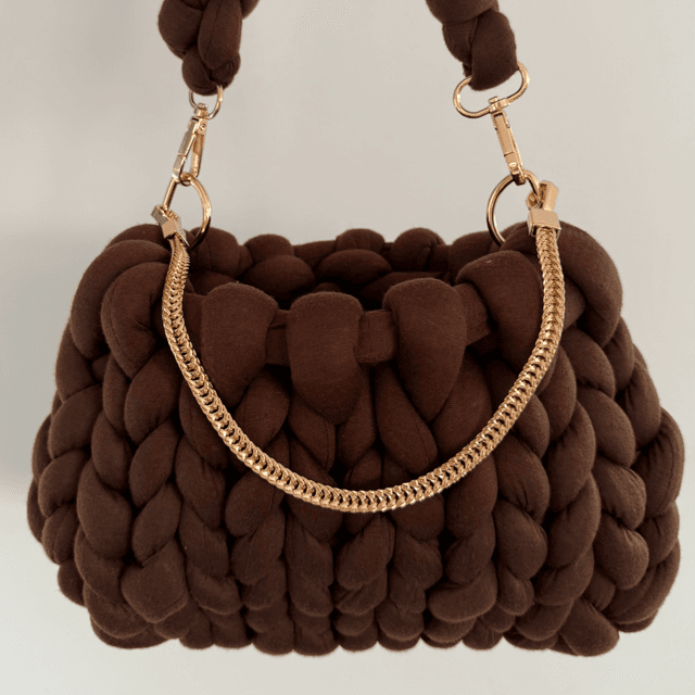 Autumn must have - PRE ORDER - Small Hand Knitted bag - Coffee